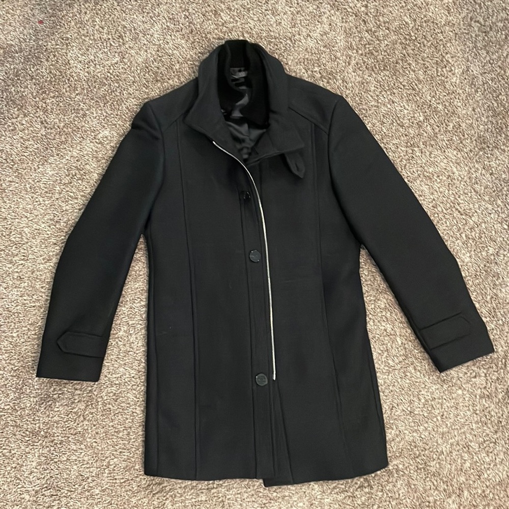 Zara Mens Black Pea Coat Size Small